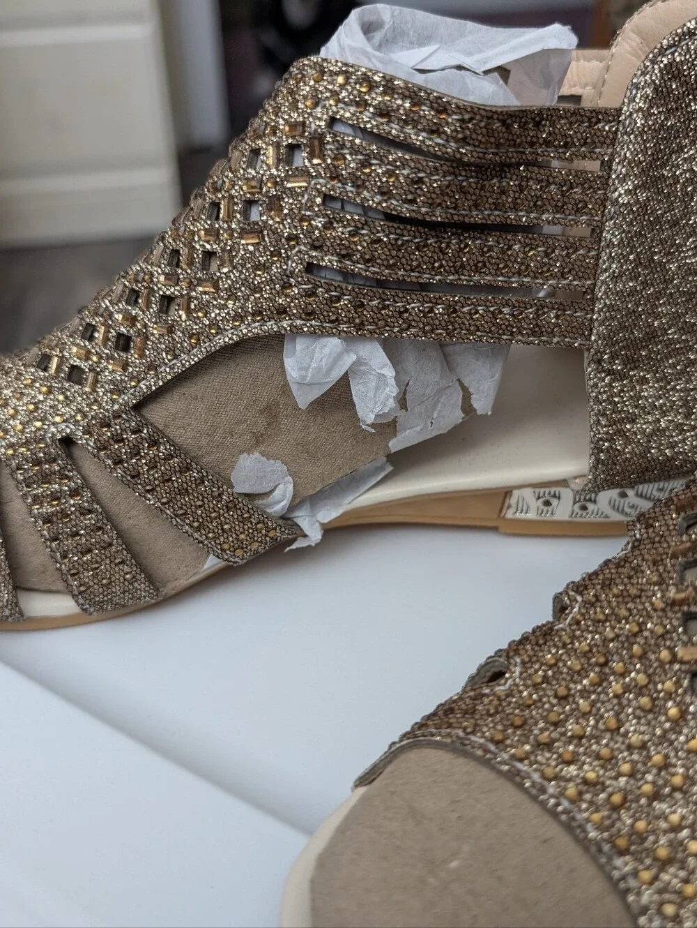 Gold Glitter Open-Toe Women's Sandals